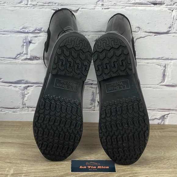 L.L. Bean Wellies Black Waterproof Rain Boots - Picture 8 of 9